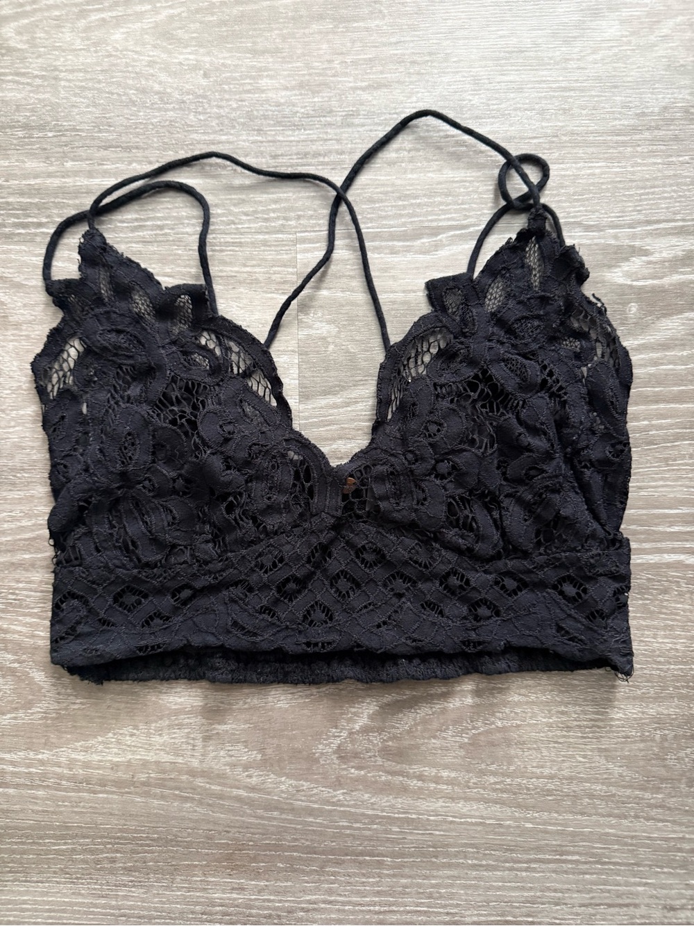 Free People Black Lace Bralette with Delicate Straps
